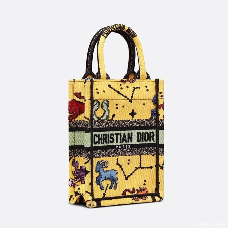 Cheap Yellow Tote Zodiac Motif Book Dior Canvas Pixel Miniature 0808 Luxury